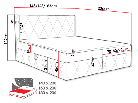 Manželská posteľ 160 cm Tibor (krémová ) (s roštom, matracom a úl. priestorom)