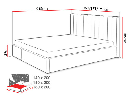 Manželská posteľ 180 cm Norway (béžová) (s roštom a úl. priestorom)