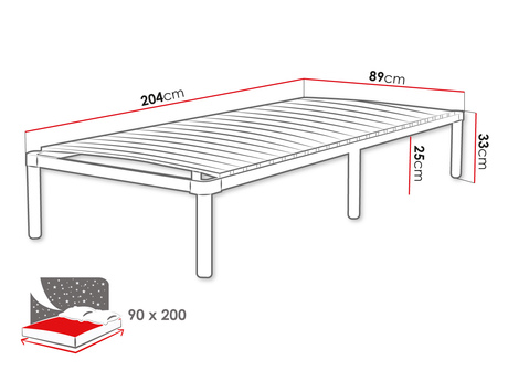 Jednolôžková posteľ 80 cm 90 Hermany HR 08 (čierna) (s roštom)