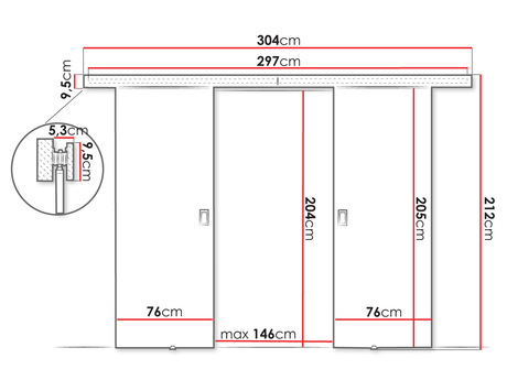 Posuvné dvere Jowenton Duo 152 (čierna) 