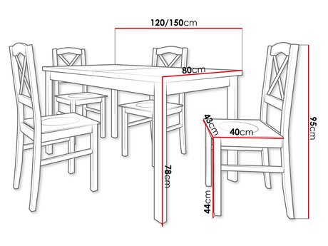 Jedálenský stôl so 4 stoličkami AL22 (čierna + dub artisan) *výpredaj
