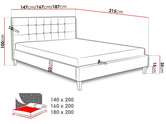 Manželská posteľ 160 cm Marona (sivá) (s roštom)