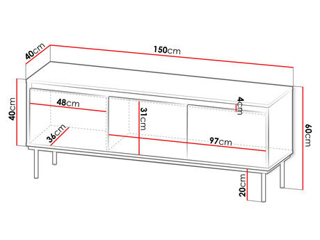 TV skrinka Gelean 3D (biela + zlatá) 