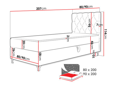 Jednolôžková posteľ 90 cm Jenaks 1 (modrá) (s roštom a matracom) (s úl. priestorom) (L)