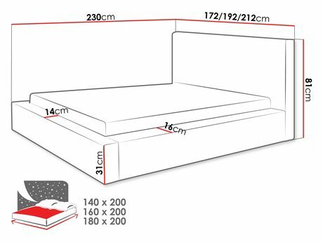 Manželská posteľ 140 cm Gretty S (sivá) (s roštom) (s úl. priestorom)