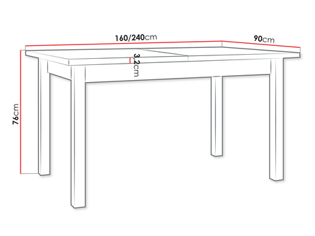 Rozkladací jedálenský stôl Wodonas 90 x 160 240 II XL (orech) (pre 6-10 osôb)