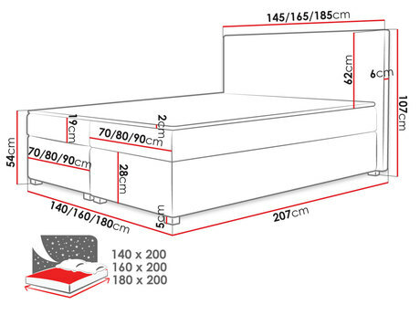 Manželská posteľ 140 cm Moritena (béžová) (s roštom a matracom) (s úl. priestorom)