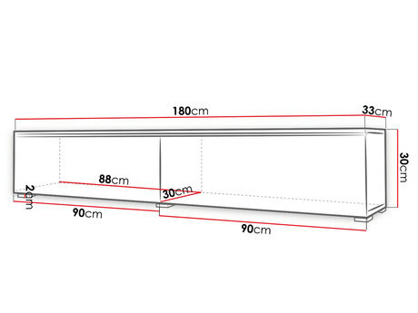 TV skrinka Dlana 180 MDF (biela + biela vlna) (s bielym LED osvetlením)