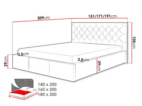 Manželská posteľ 140 cm Zrevtona (sivá) (s roštom) (s úl. priestorom)