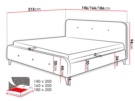 Manželská posteľ 180 cm Lomaha New (béžová) (s roštom)