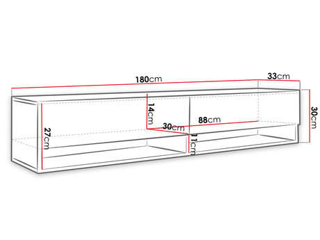 Závesná TV skrinka Adenuk 140 MDF (biela + biela vlna) (s LED RGB osvetlením)